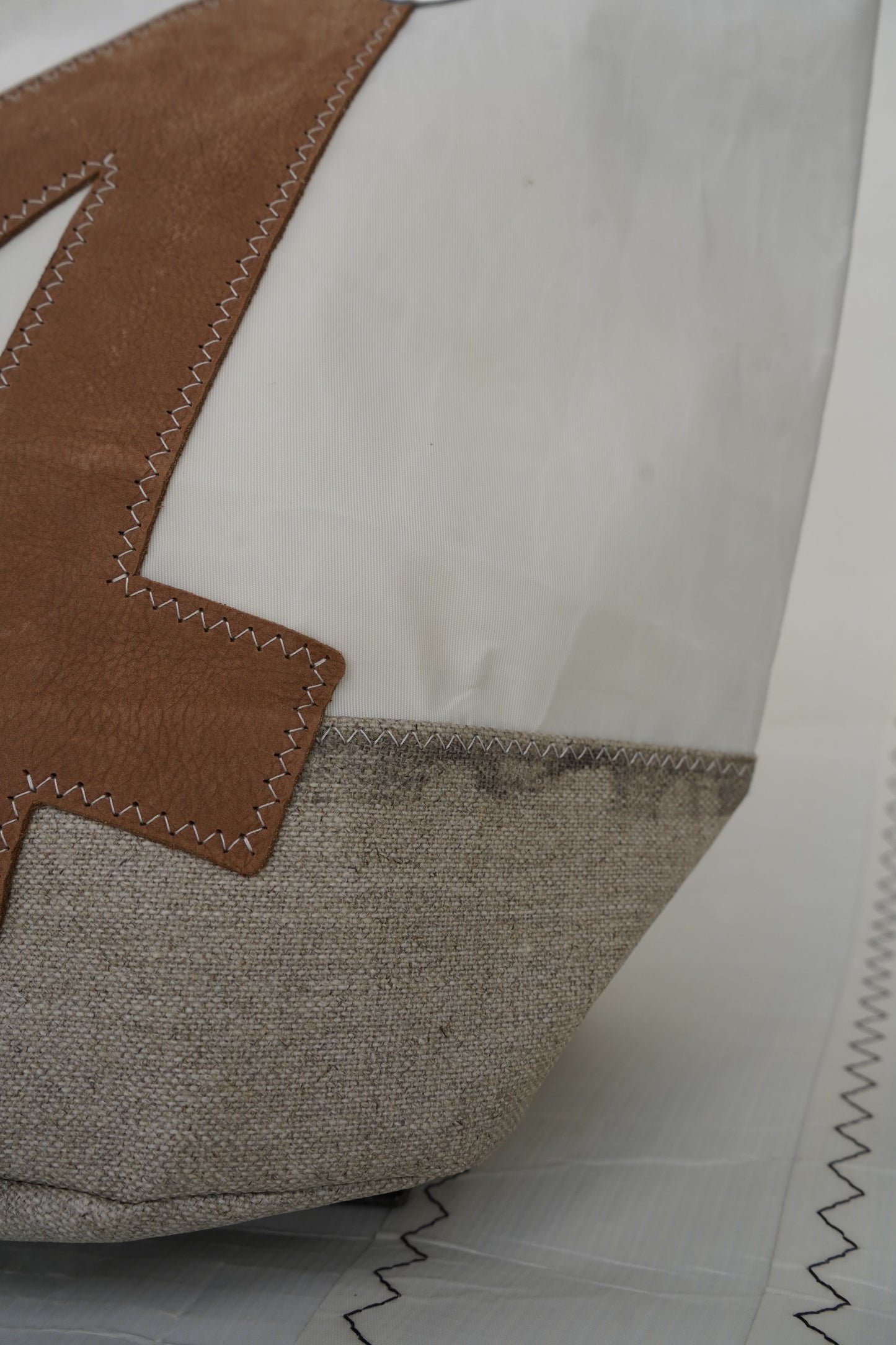 Sac à main Sandy · Lin et cuir ambre