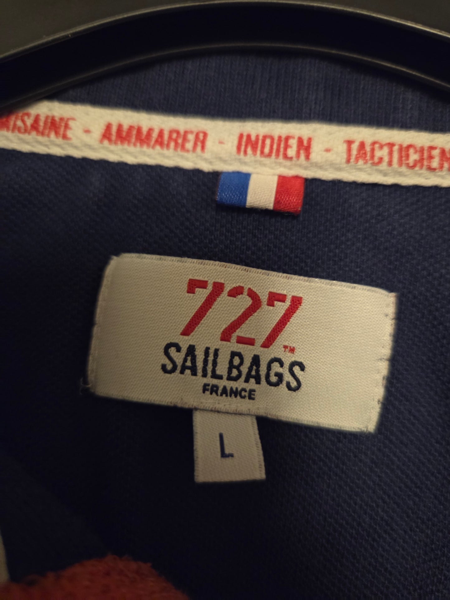 Polo Homme bleu marine manches longues - chiffre orange