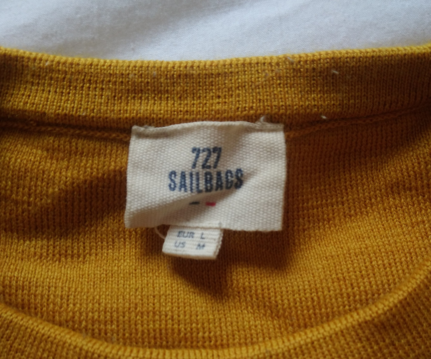 Pull marin Femme Laine Mérinos · Moutarde et Marine