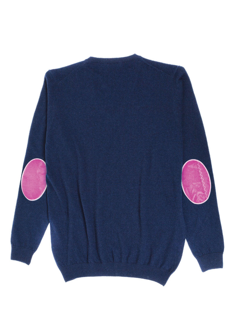 Cachemire bleu / Coudières roses