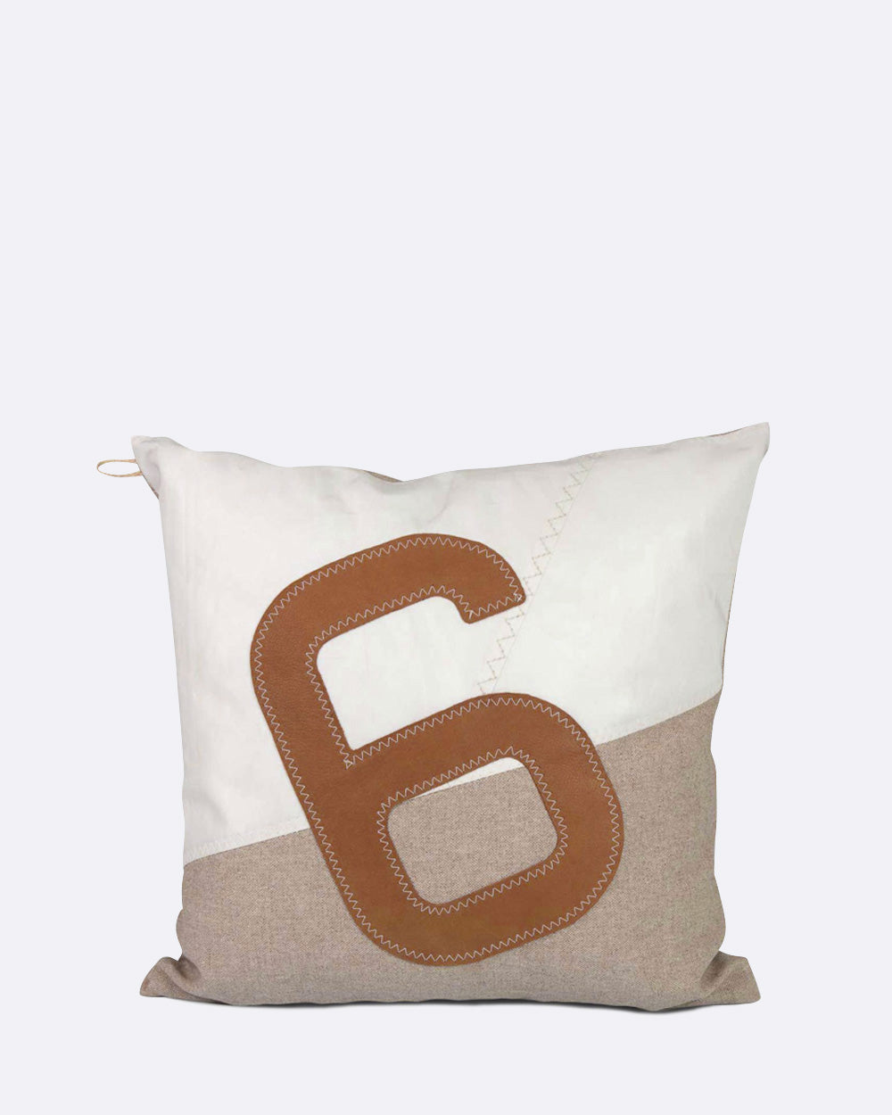 Coussin 50x50 · Lin et cuir ambre