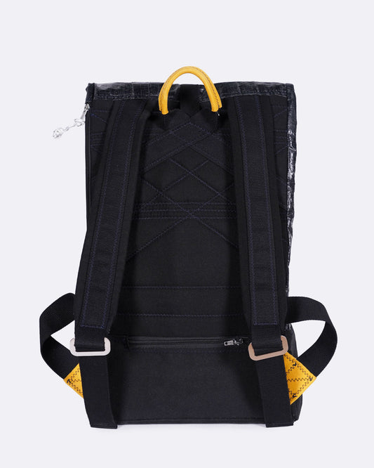 Sac à dos Dinghy · Noir et cuir moutarde