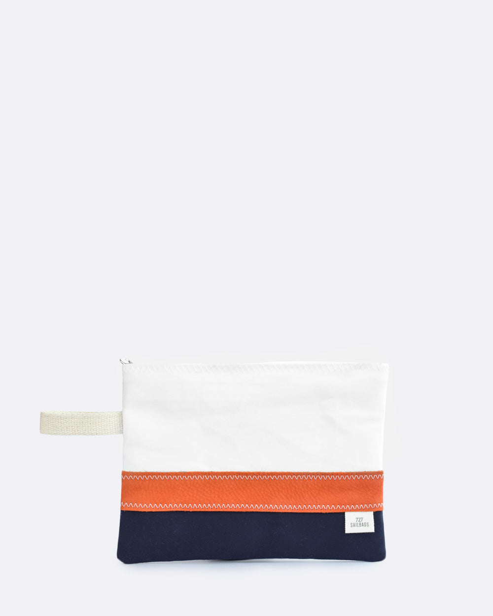 Pochette Éole · Bleu et cuir orange