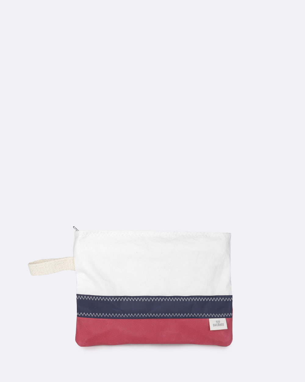 Pochette Éole · Bleu et cuir rose