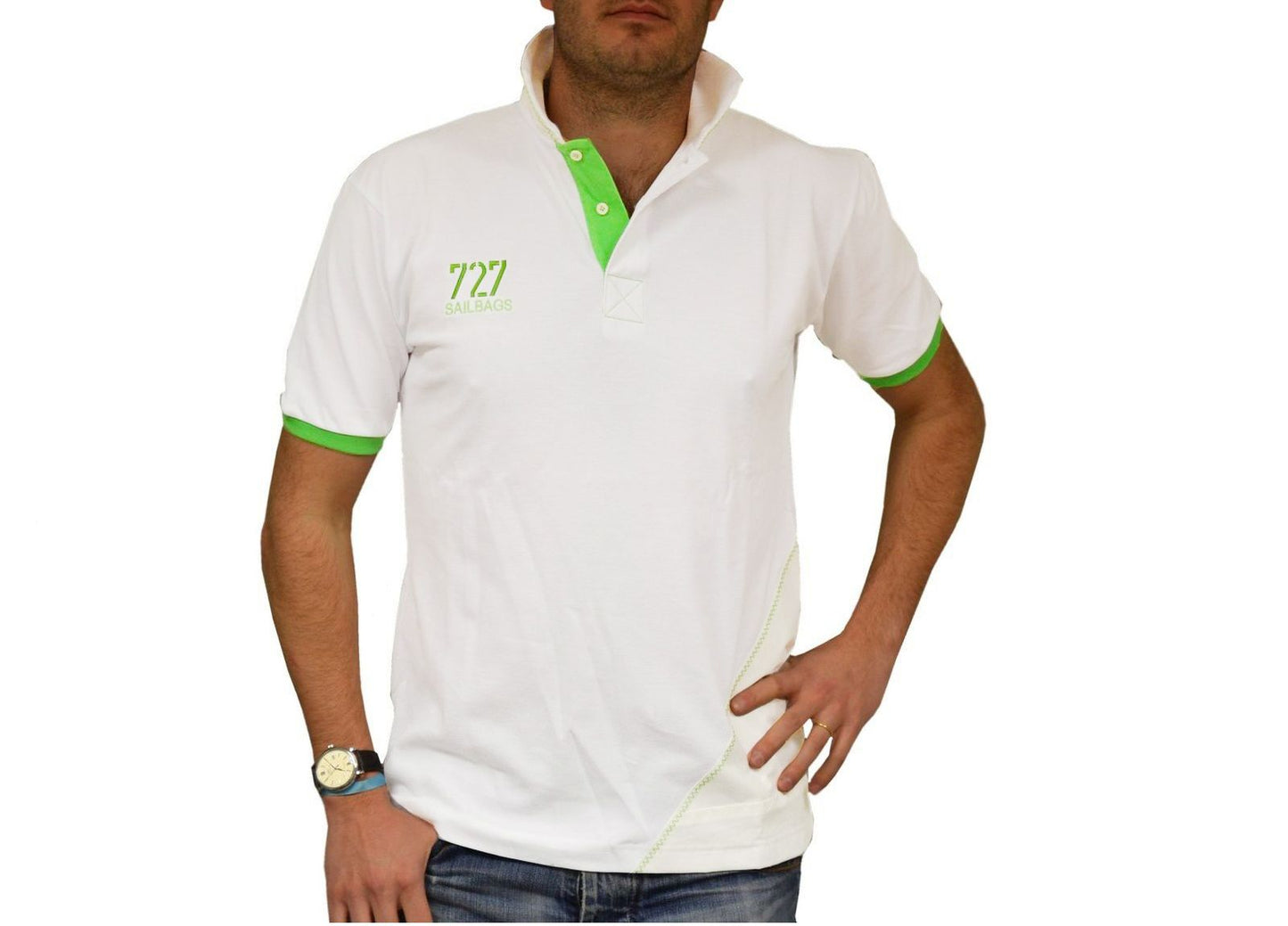 Polo blanc chiffre vert