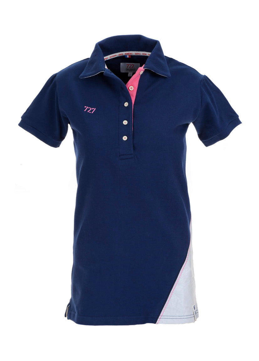 Polo femme bleu marine et rose