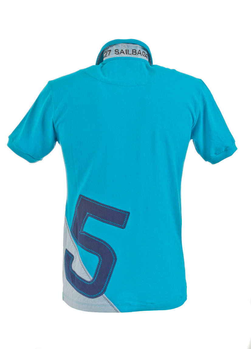 Polo Homme Turquoise chiffre marine
