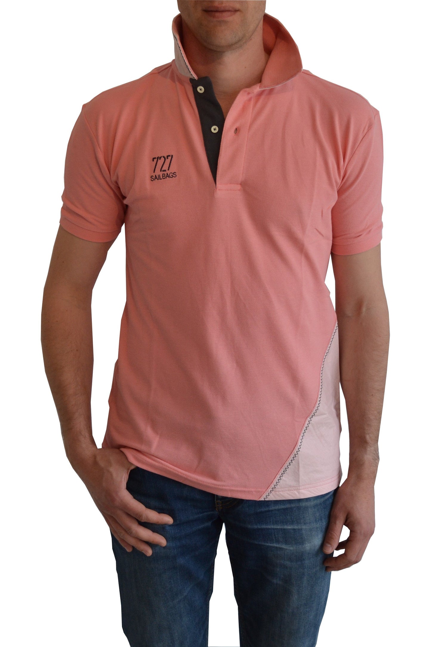 Polo vieux rose chiffre gris
