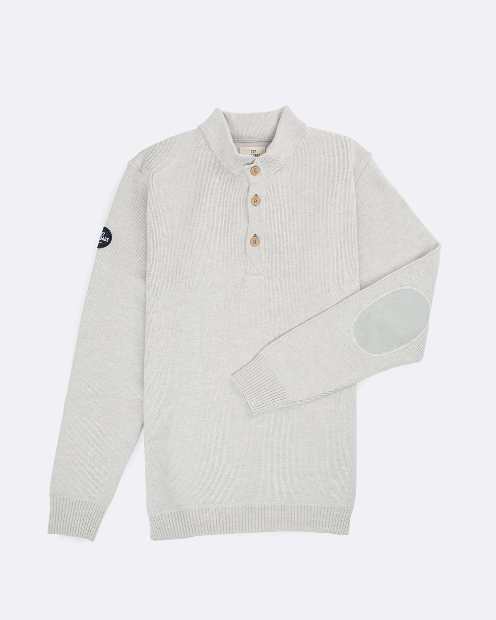 Pull col montant Homme · Laine Mérinos greige chiné