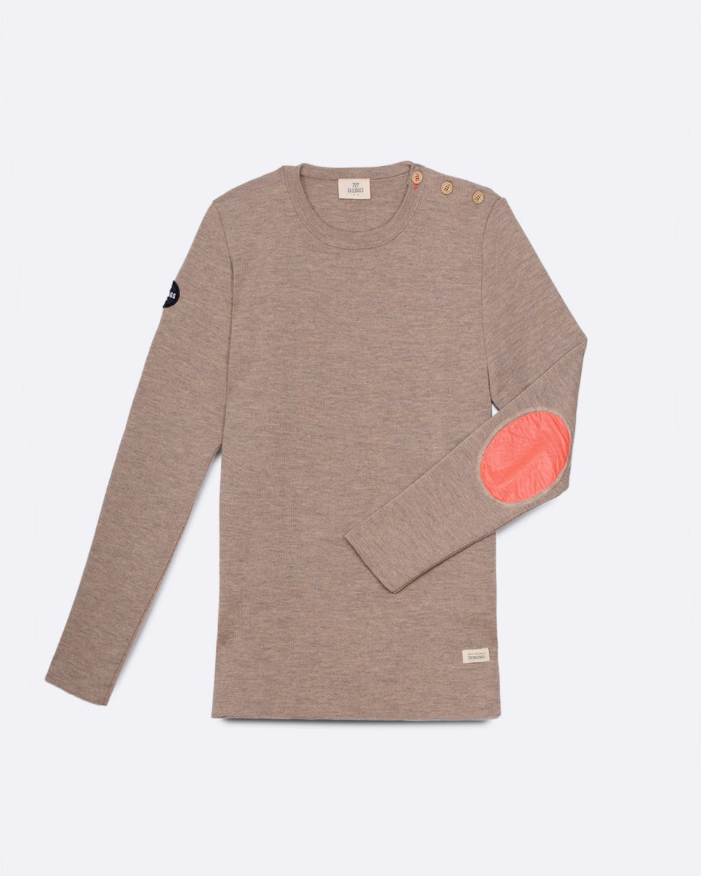 Pull marin Femme Laine Mérinos · Lin chiné et rose