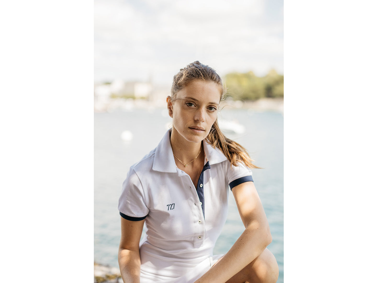 Robe polo Blanc et Marine