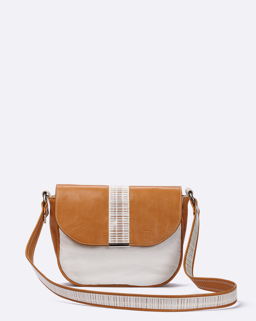 Sac bandoulière demi-lune · Cuir biscuit