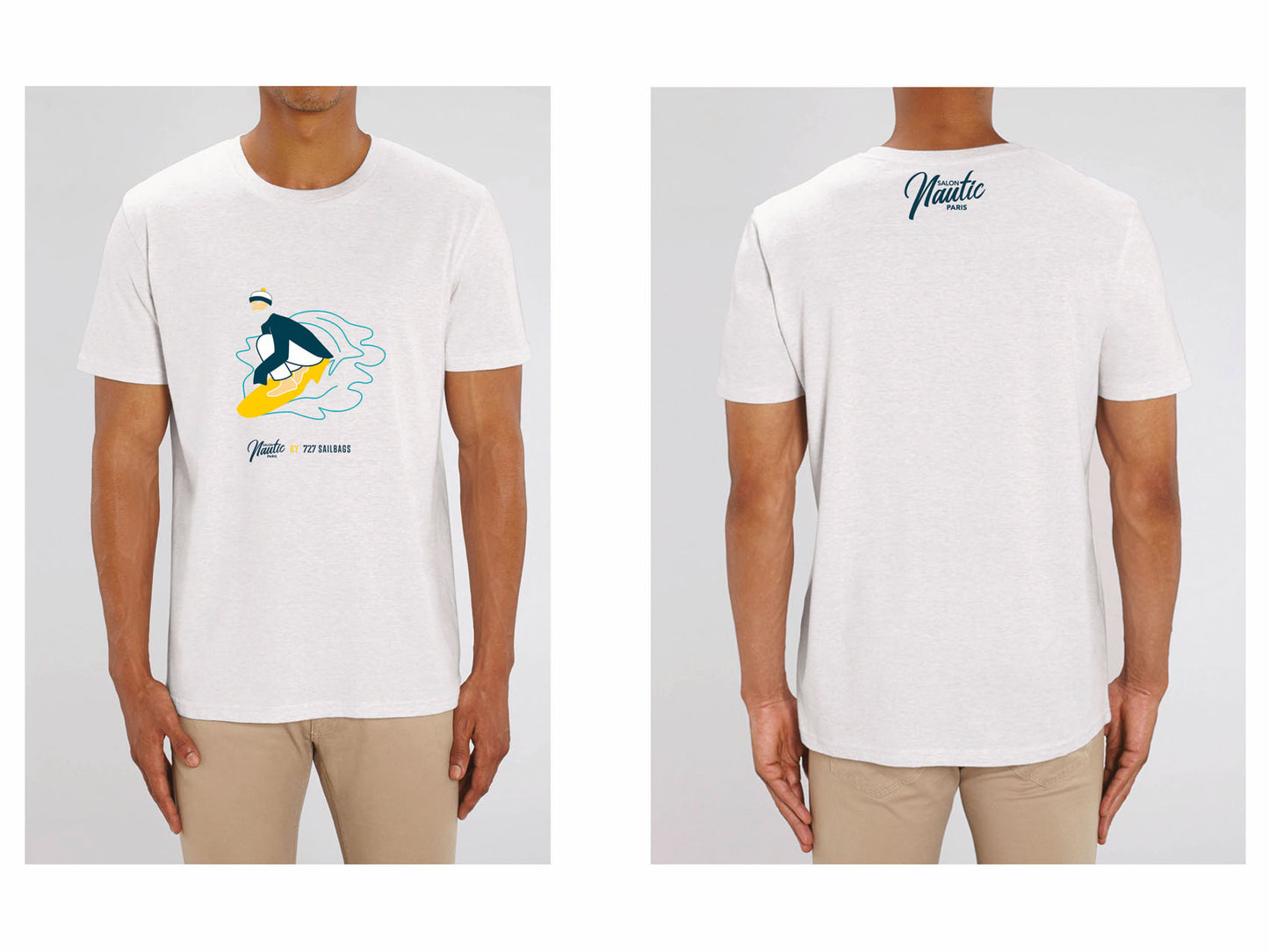 T-shirt gris perlé Surf - mixte