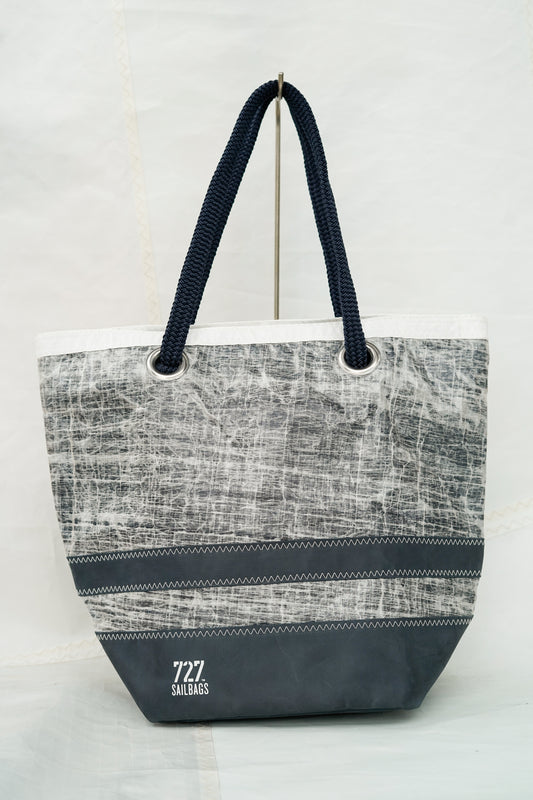Sac cabas Sam - Base cuir gris et voile technique