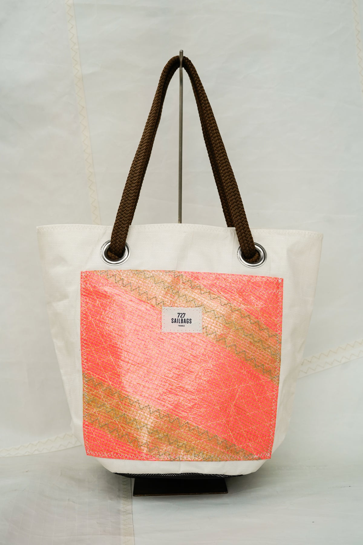 Beach bag Native - Blanc et poche rose