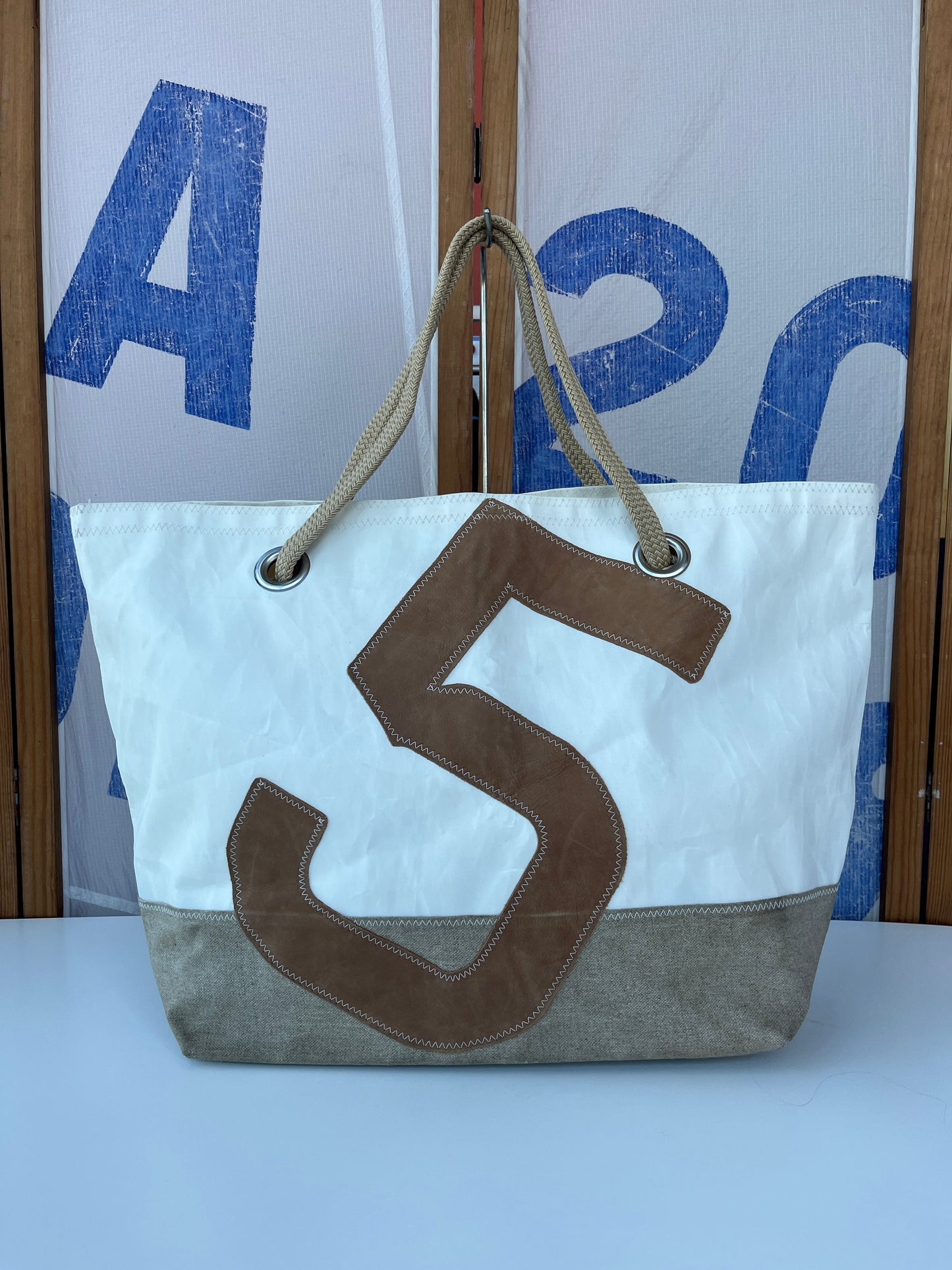 Sac voyage Carla · Lin et cuir ambre
