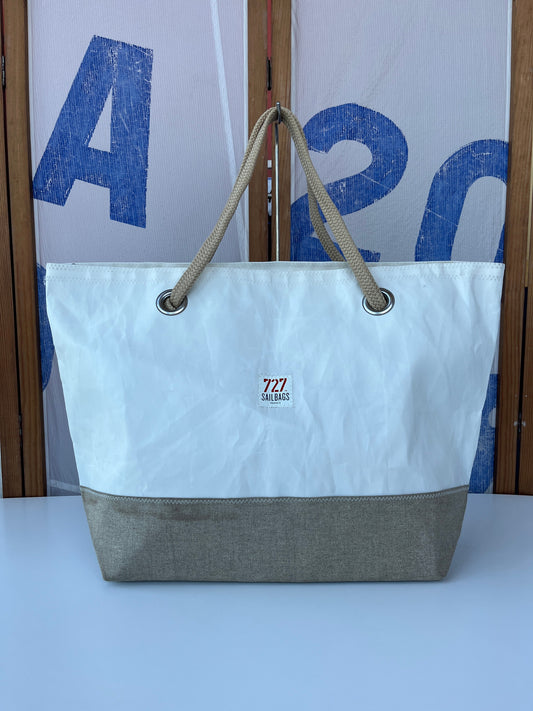 Sac voyage Carla · Lin et cuir ambre