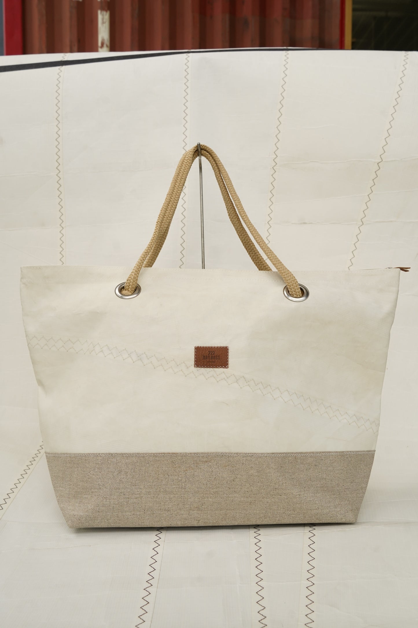 Sac voyage Carla · Lin et cuir ambre