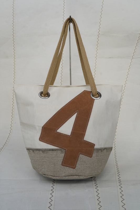 Sac à main Sandy · Lin et cuir ambre