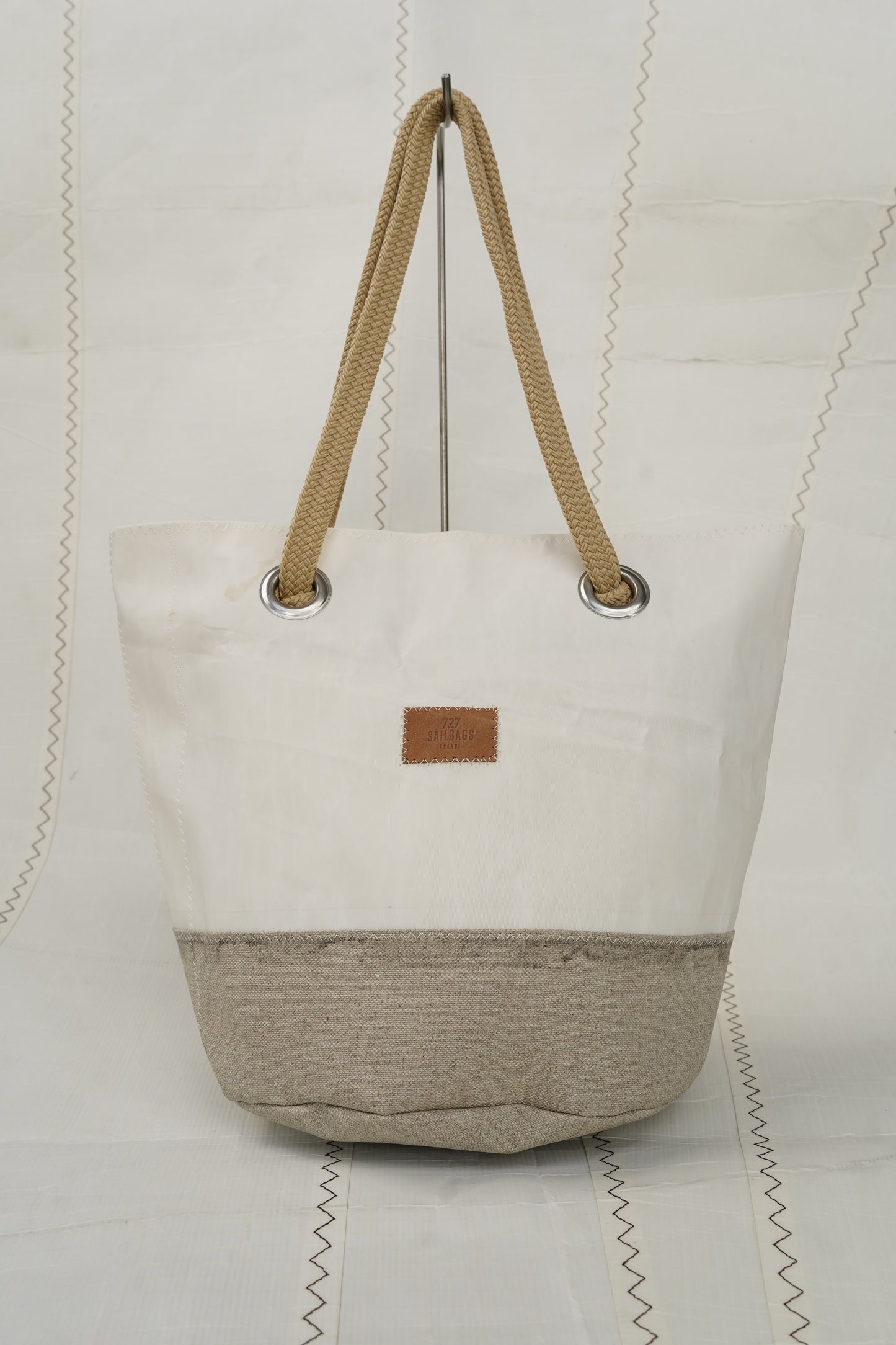 Sac à main Sandy · Lin et cuir ambre