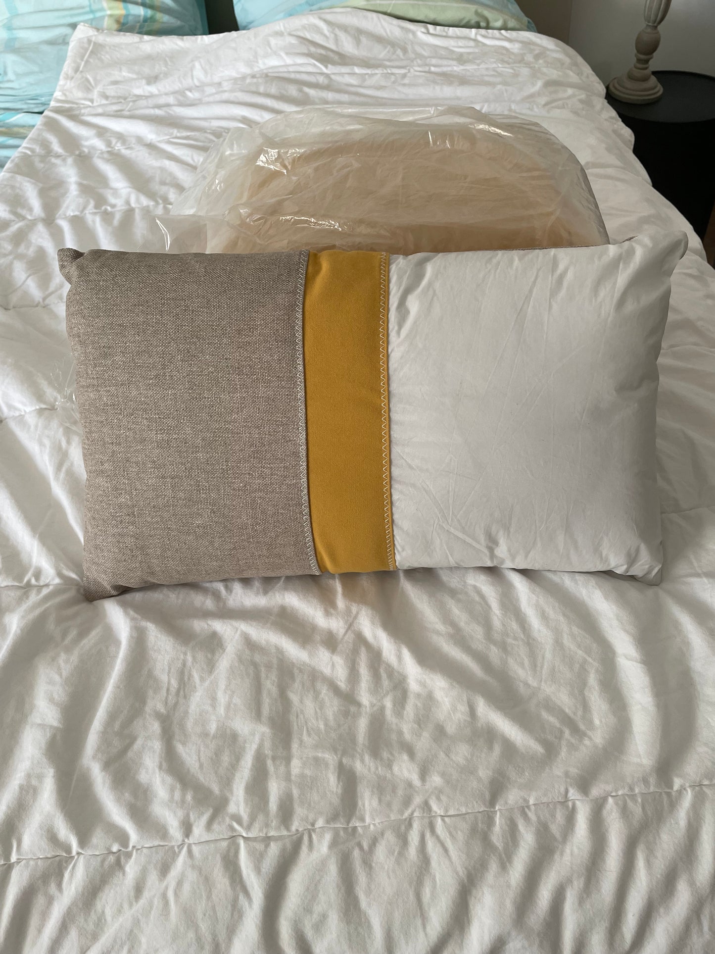 Coussin lin/moutarde