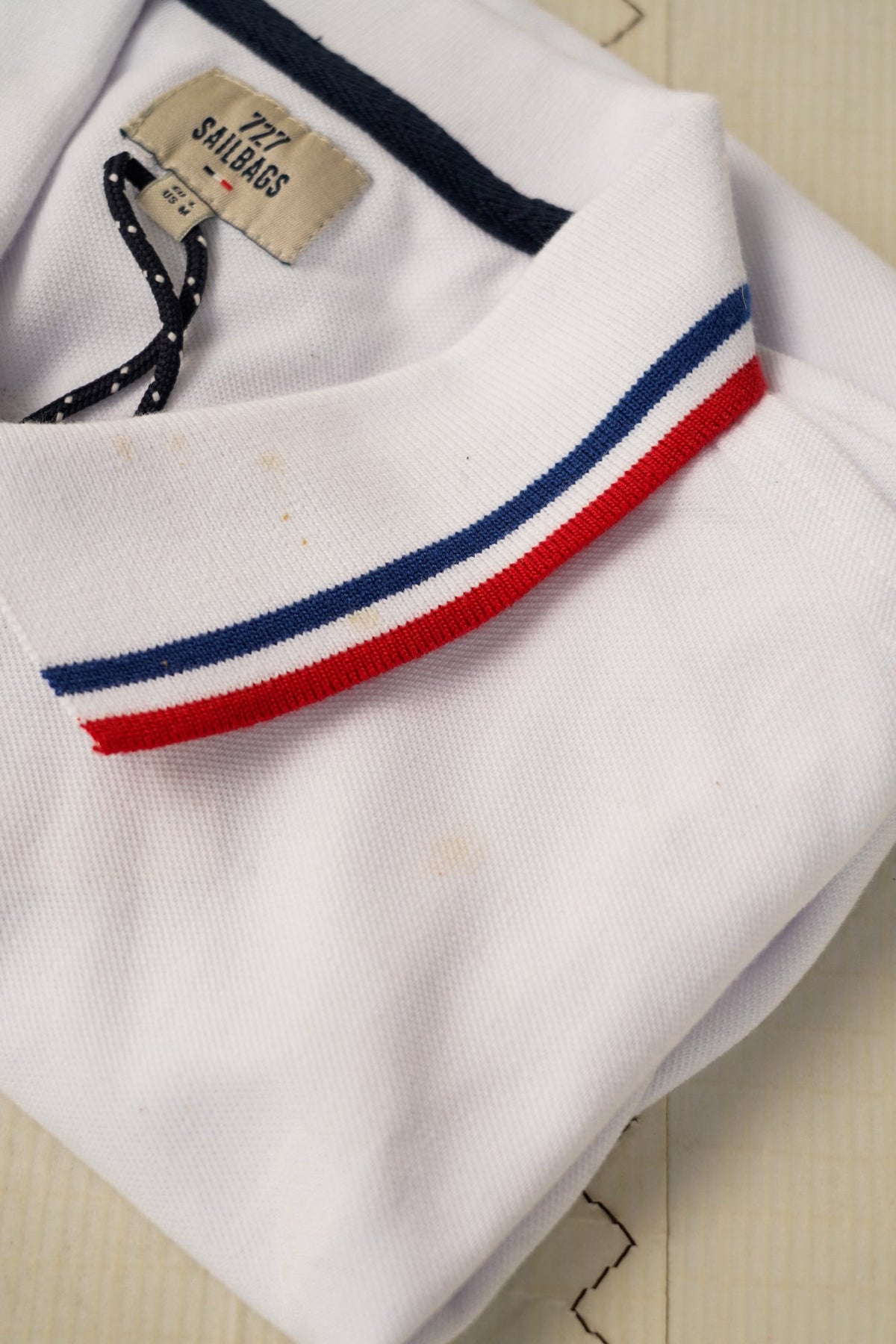 Polo Homme · Blanc tricolore