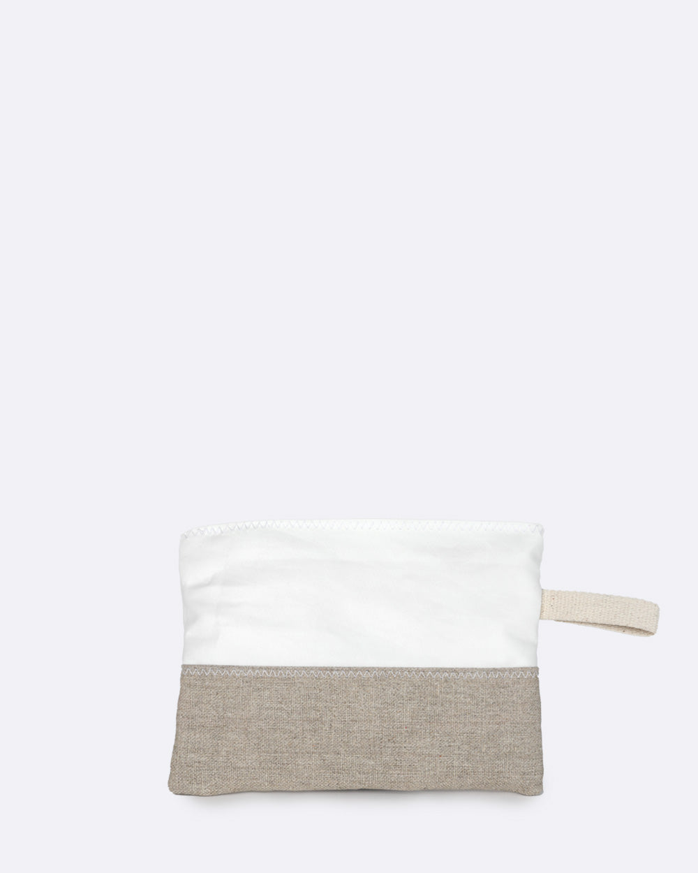 Pochette Éole · Lin et cuir rose