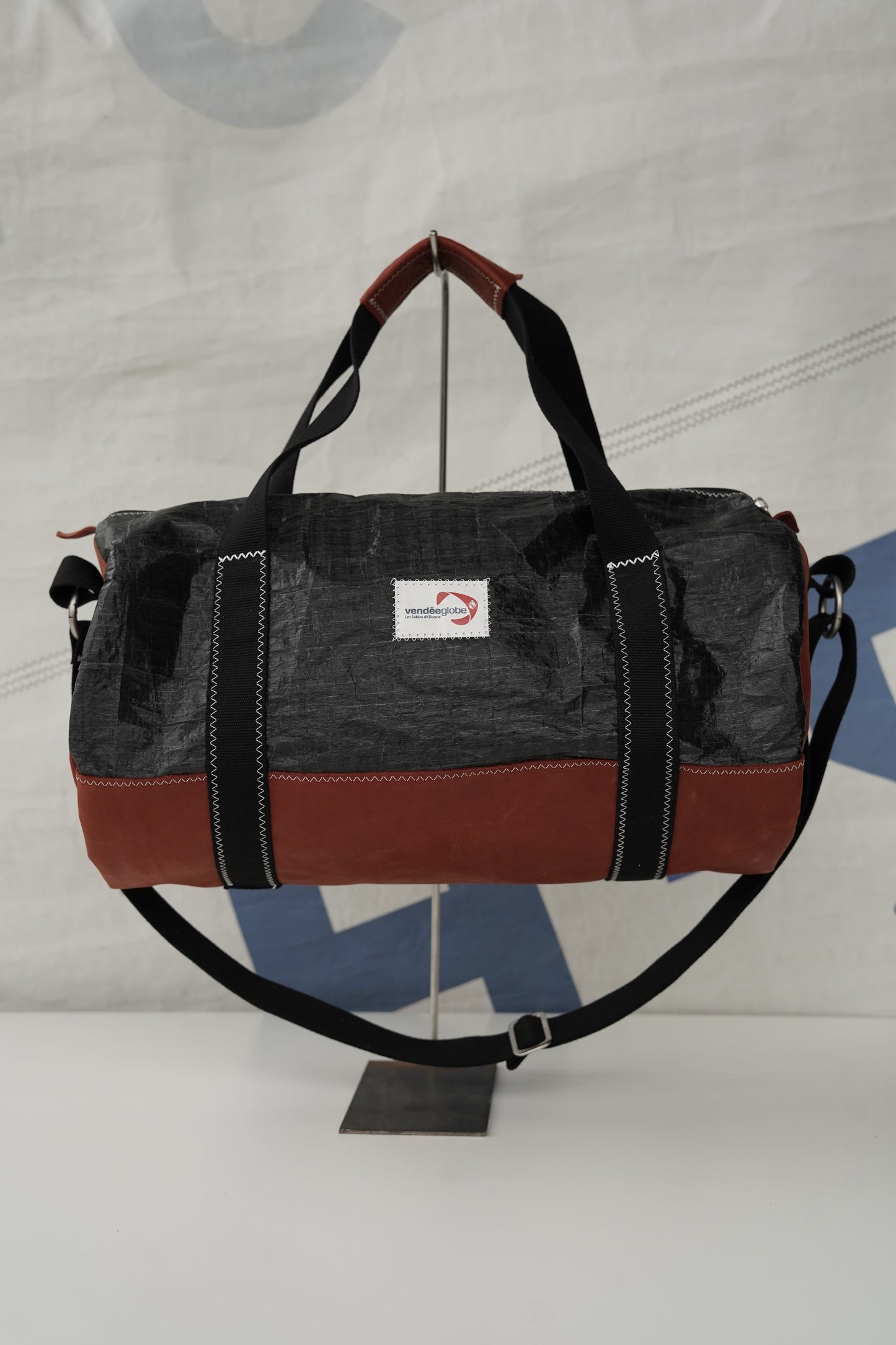 Sac polochon Vendée globe 2020  · 3Di noir et cuir brique