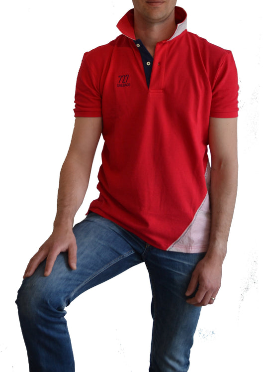 Polo framboise chiffre marine