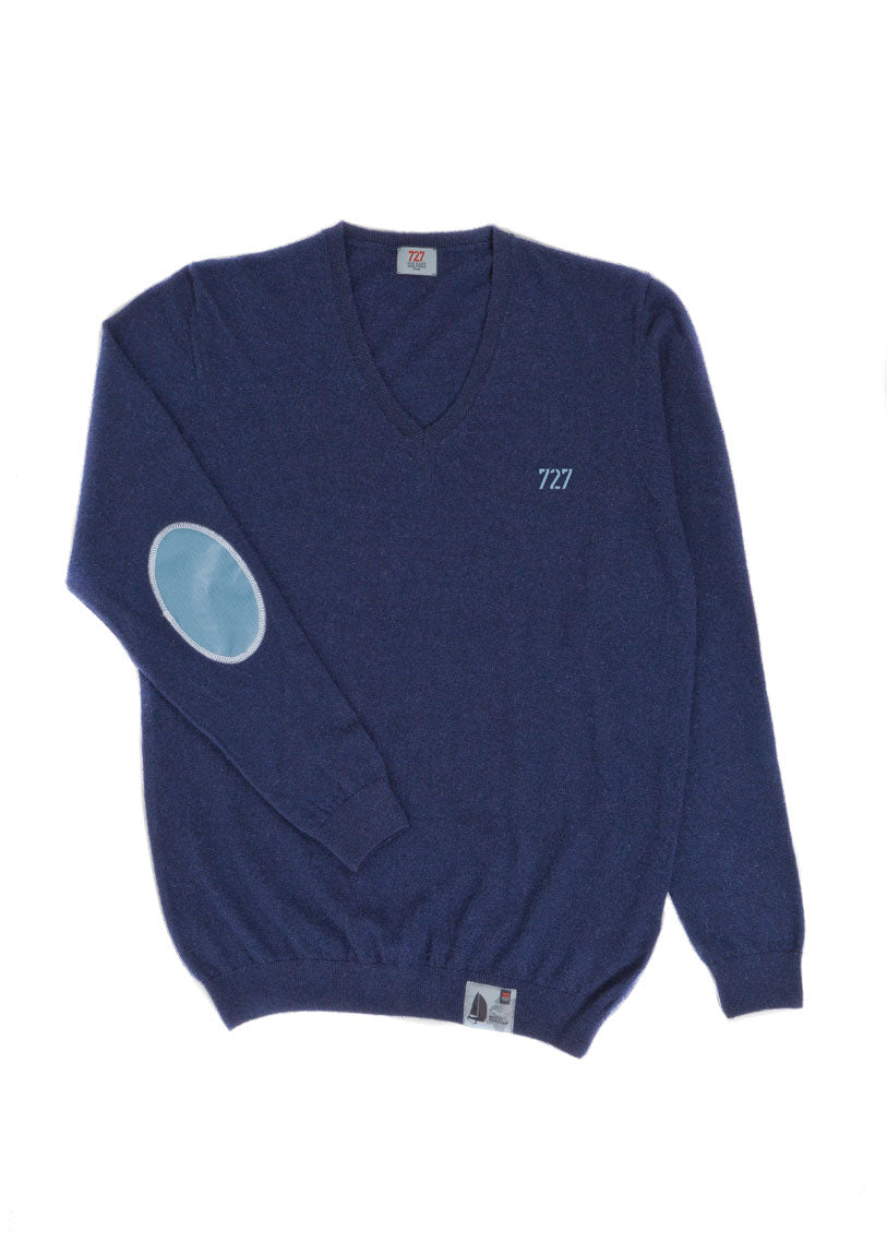 Cachemire bleu / Coudières bleues ciel