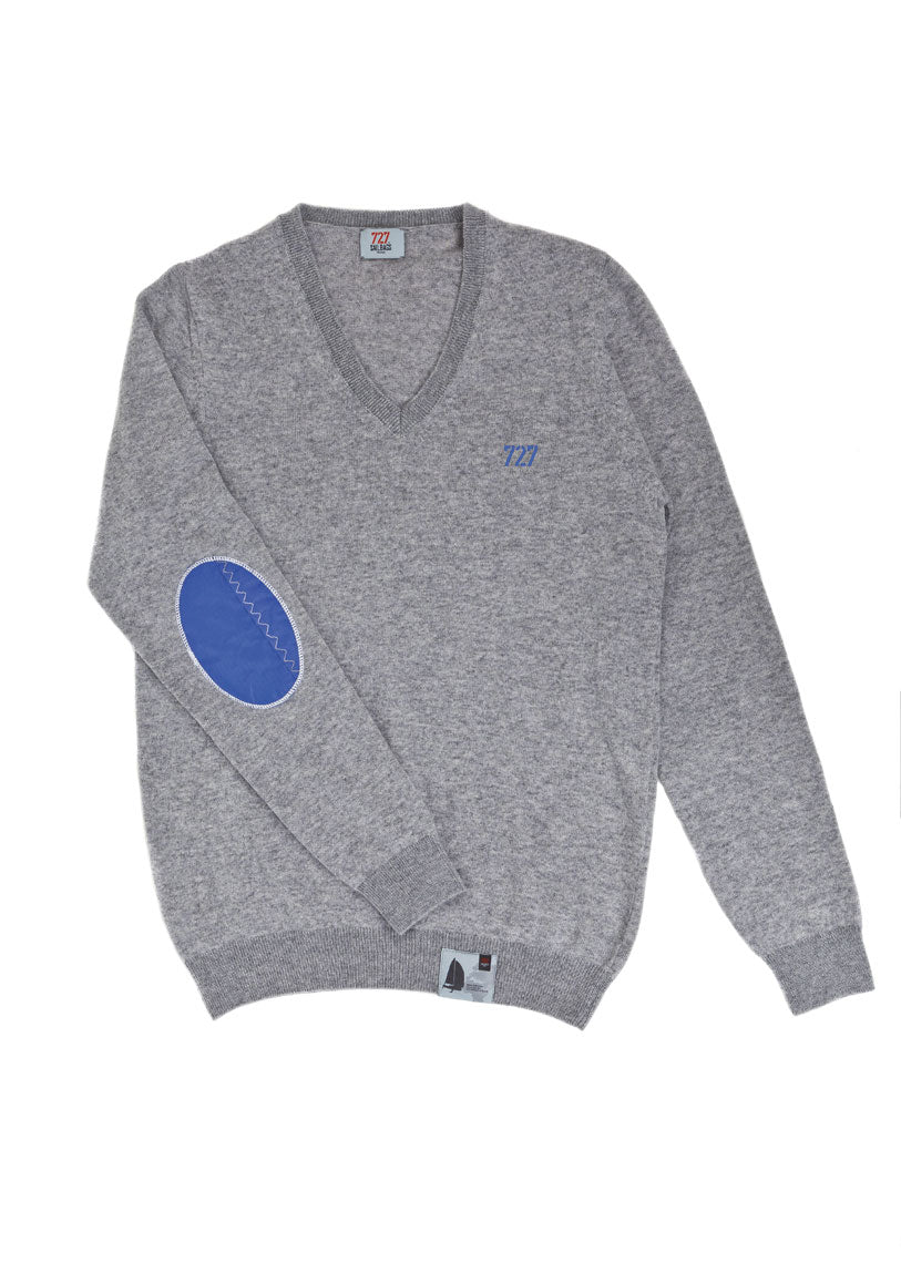 Cachemire Gris / Coudières bleues