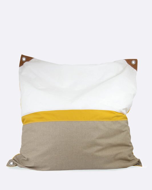 Maxi Pouf Lin et Cuir 140x140