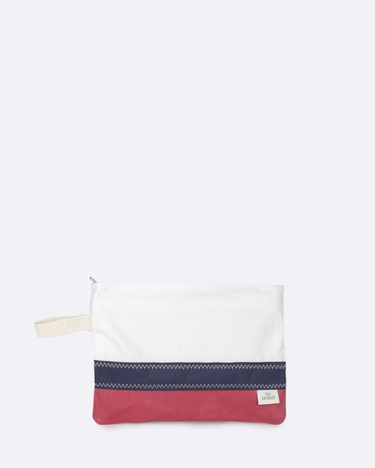 Pochette Éole · Bleu et cuir rose