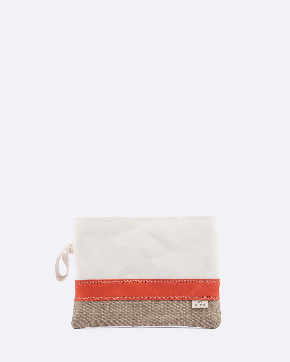 Pochette Eole · Lin et cuir corail