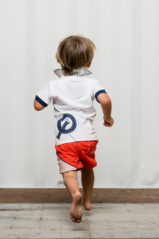 Polo blanc chiffre marine