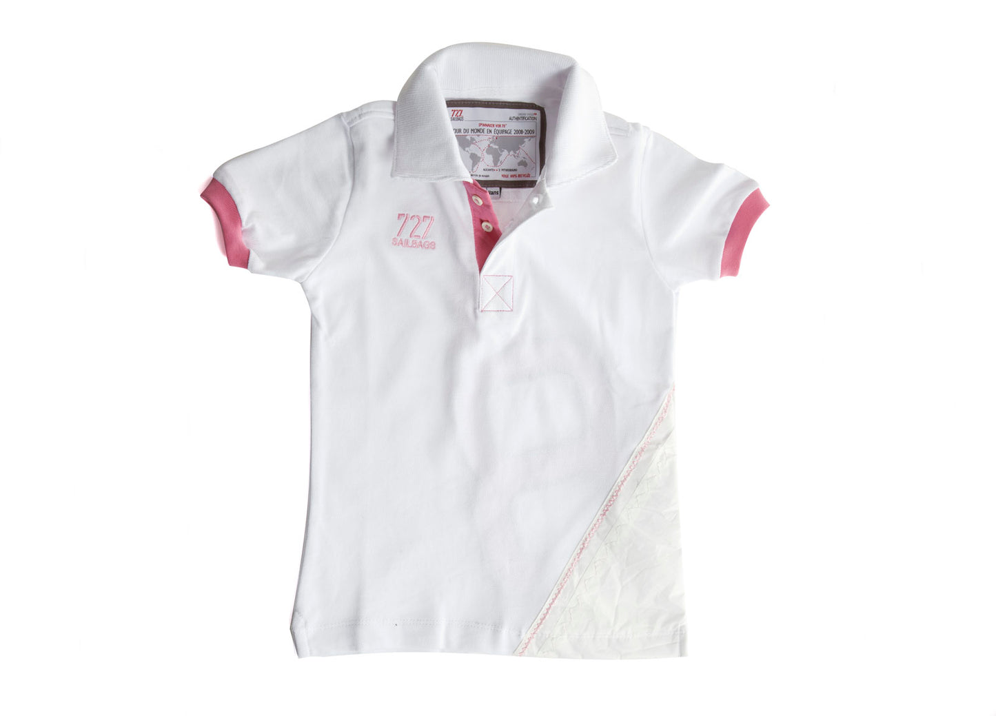 Polo blanc chiffre rose