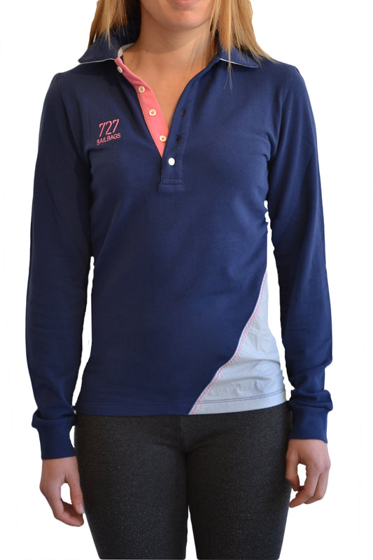 Polo bleu marine chiffre rose