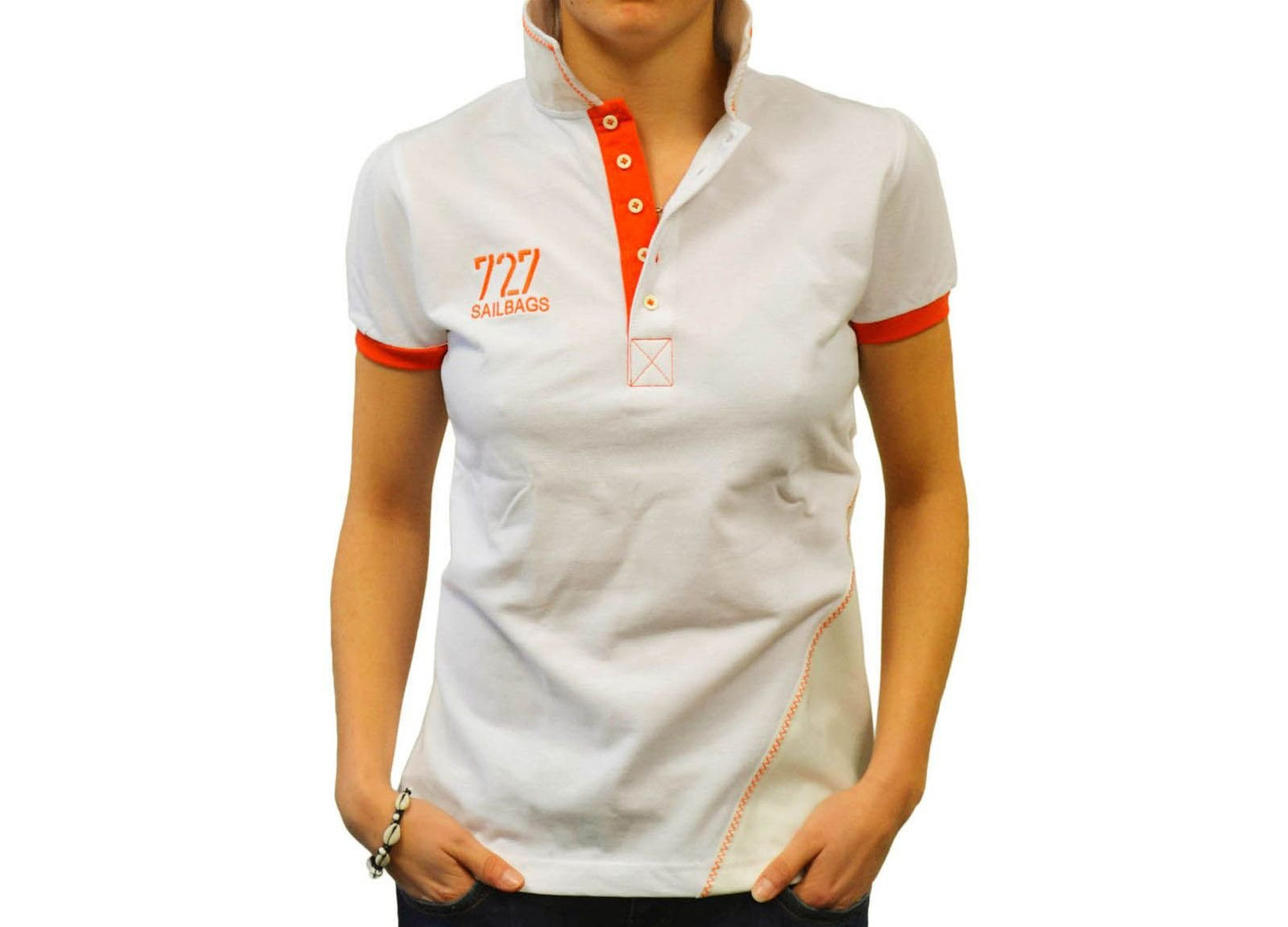 Polo Femme blanc et orange