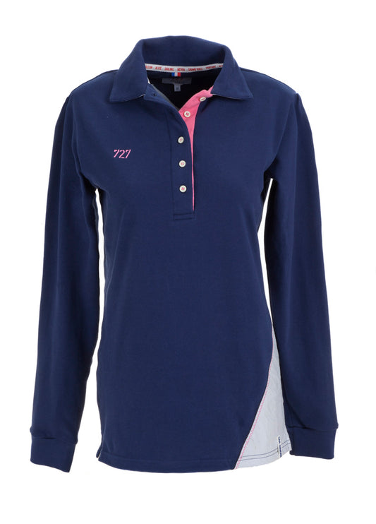Polo Femme bleu marine chiffre rose
