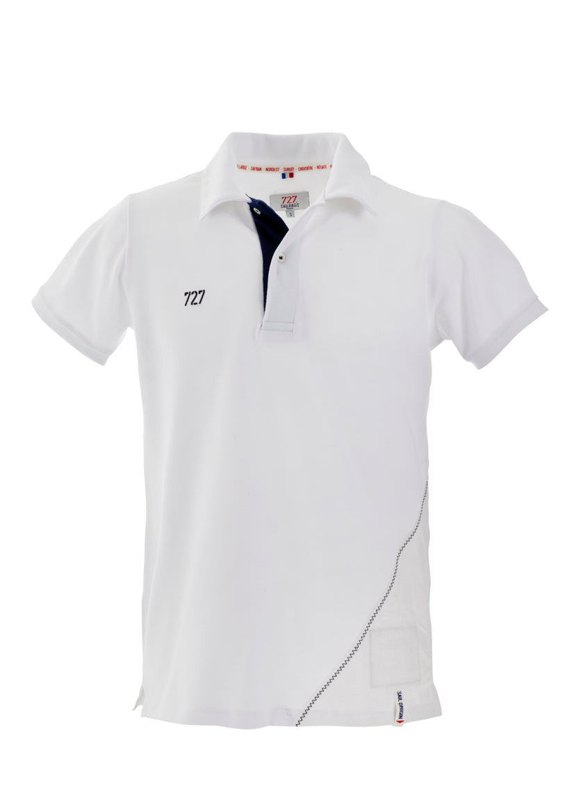 Polo Homme blanc chiffre bleu marine