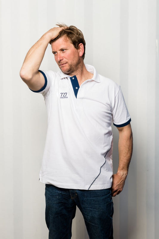 Polo homme blanc et bleu 470