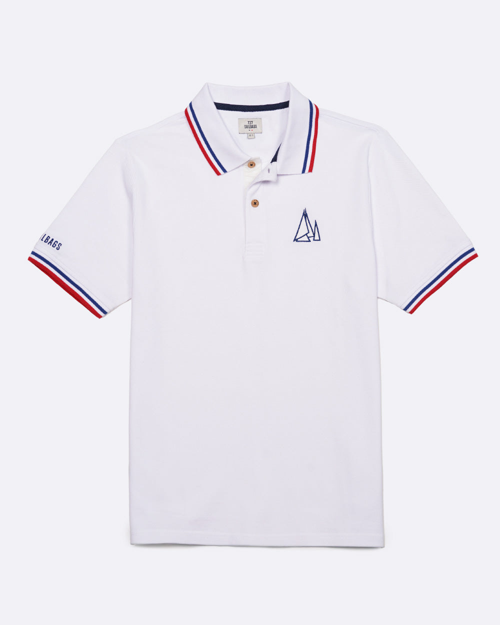 Polo Homme · Blanc tricolore