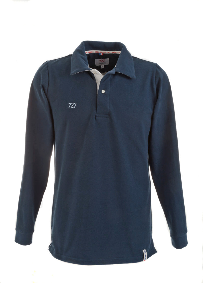 Polo Homme bleu nuit manches longues