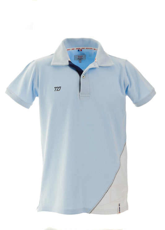 Polo Homme bleu ciel manches courtes chiffre bleu