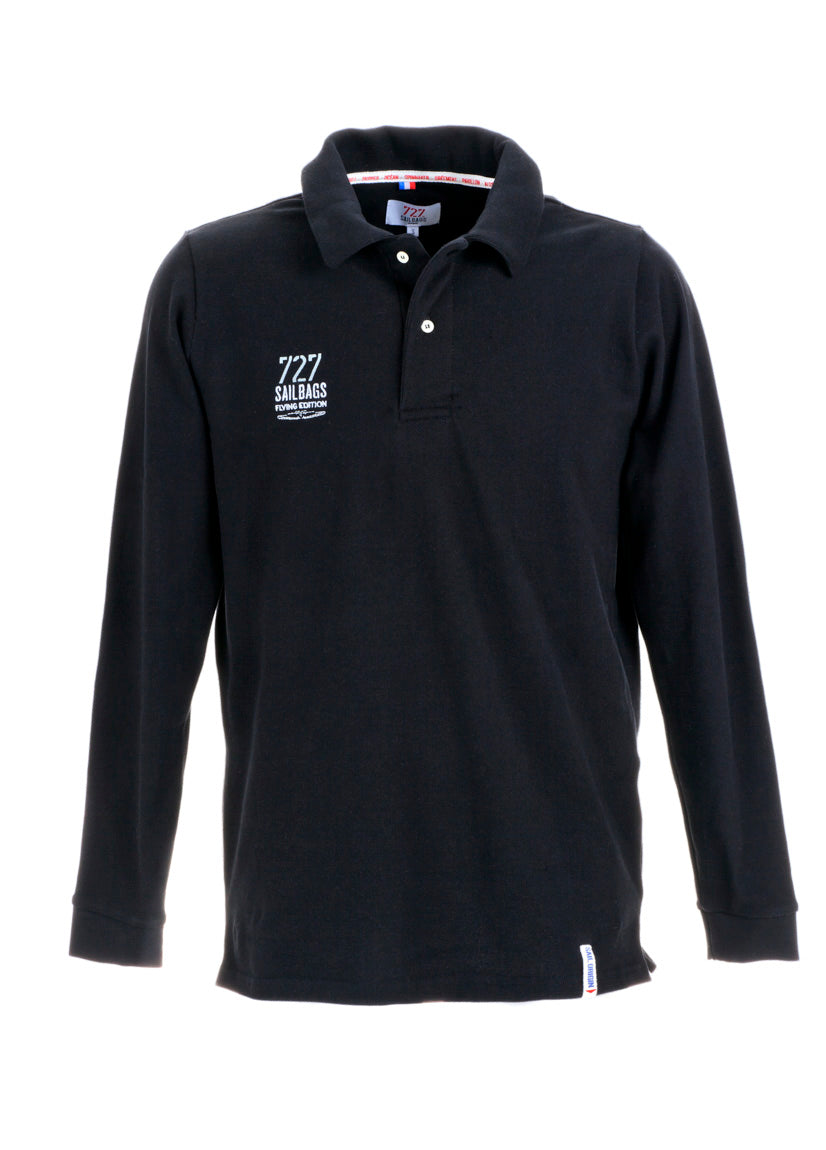 Polo Homme noir manches longues Flying Edition
