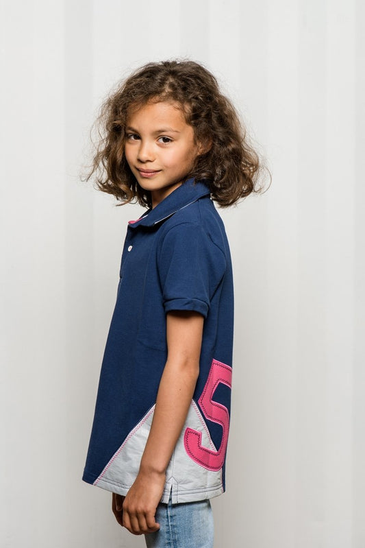 Polo marine chiffre rose
