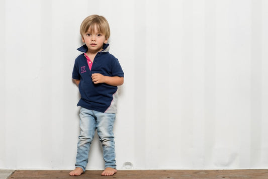 Polo marine chiffre rose