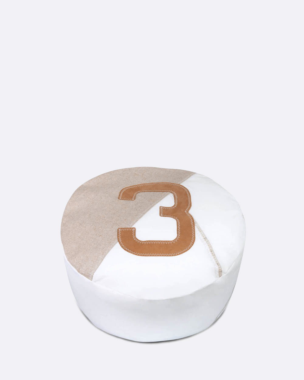 Pouf Solo ?54 · Lin et cuir ambre