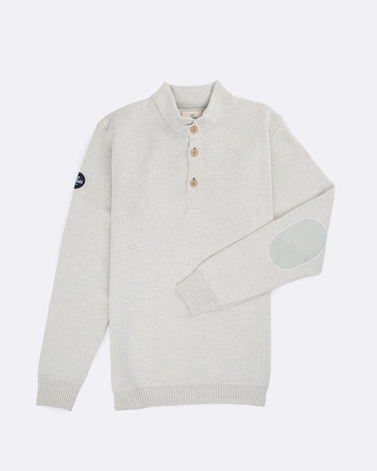 Pull col montant Homme · Laine Mérinos greige chiné
