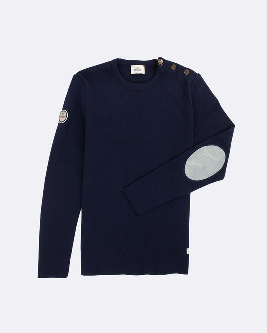 Pull marin Femme Laine Mérinos · Bleu marine